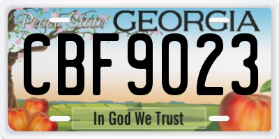 GA license plate CBF9023
