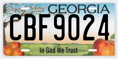 GA license plate CBF9024