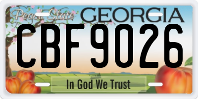 GA license plate CBF9026
