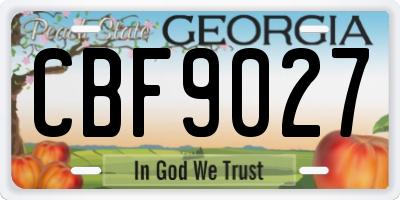 GA license plate CBF9027