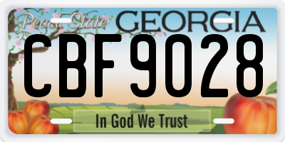 GA license plate CBF9028