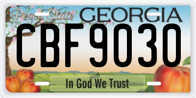 GA license plate CBF9030