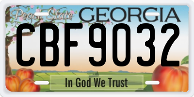 GA license plate CBF9032
