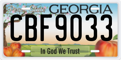 GA license plate CBF9033