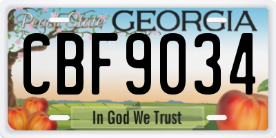 GA license plate CBF9034