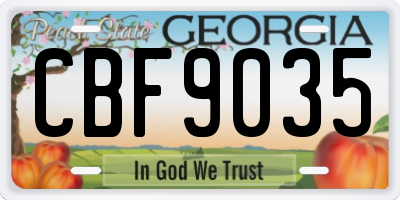 GA license plate CBF9035