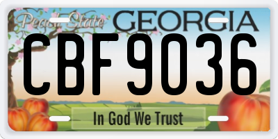 GA license plate CBF9036