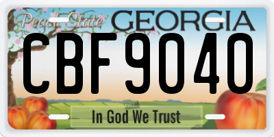 GA license plate CBF9040