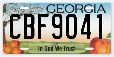 GA license plate CBF9041