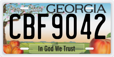 GA license plate CBF9042