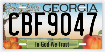 GA license plate CBF9047