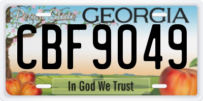 GA license plate CBF9049