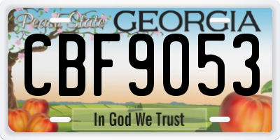 GA license plate CBF9053