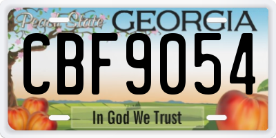 GA license plate CBF9054
