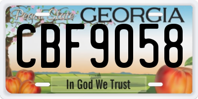 GA license plate CBF9058