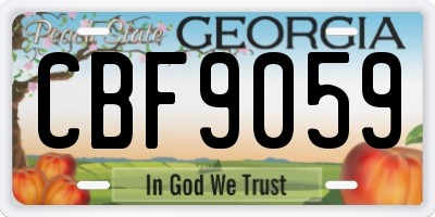 GA license plate CBF9059