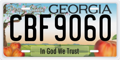 GA license plate CBF9060