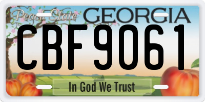 GA license plate CBF9061