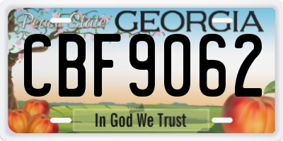 GA license plate CBF9062