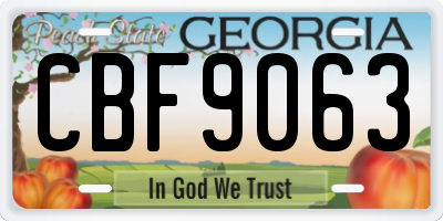 GA license plate CBF9063
