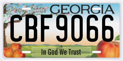 GA license plate CBF9066