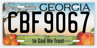 GA license plate CBF9067