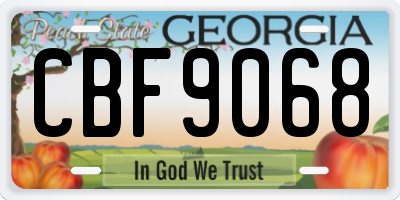 GA license plate CBF9068