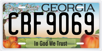 GA license plate CBF9069
