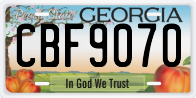 GA license plate CBF9070