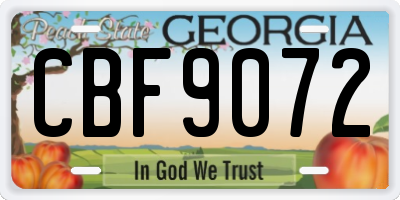 GA license plate CBF9072