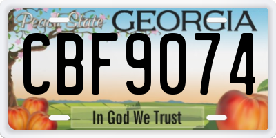 GA license plate CBF9074