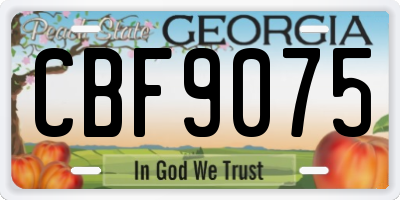 GA license plate CBF9075