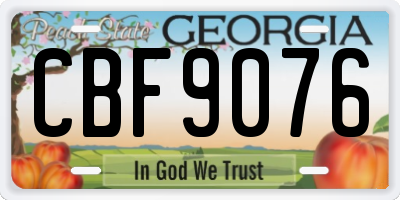 GA license plate CBF9076