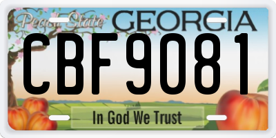 GA license plate CBF9081