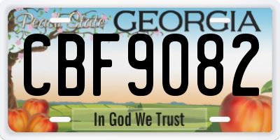 GA license plate CBF9082