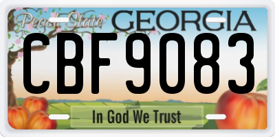 GA license plate CBF9083