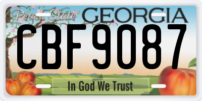 GA license plate CBF9087