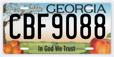 GA license plate CBF9088