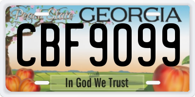 GA license plate CBF9099