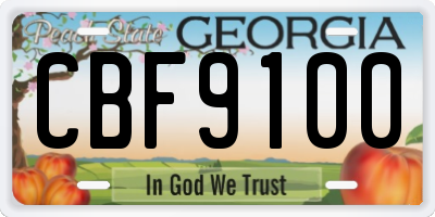 GA license plate CBF9100