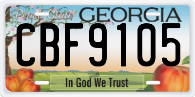GA license plate CBF9105