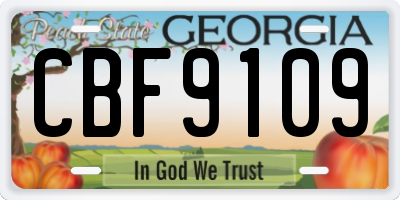 GA license plate CBF9109