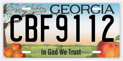GA license plate CBF9112