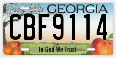 GA license plate CBF9114
