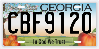 GA license plate CBF9120