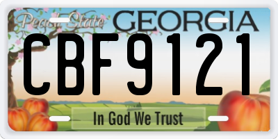 GA license plate CBF9121