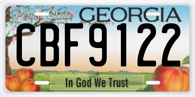 GA license plate CBF9122