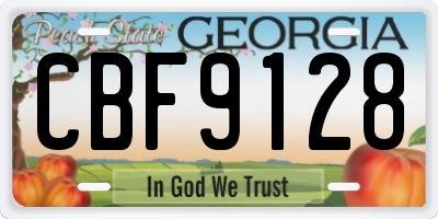 GA license plate CBF9128