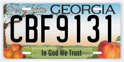 GA license plate CBF9131