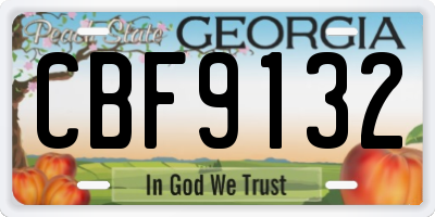 GA license plate CBF9132